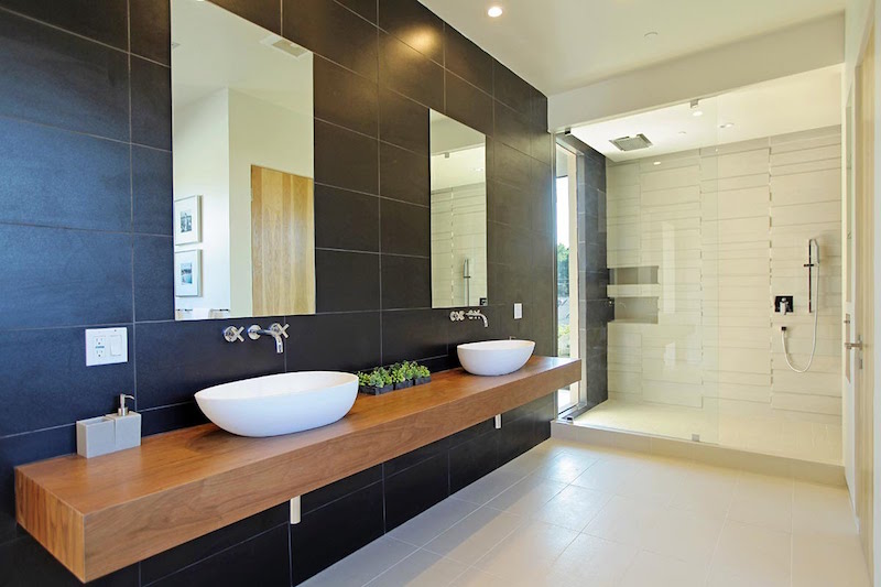 Plan de travail salle de bain en bois pour tous les styles 20 ... Meuble salle de bain double vasque a poser