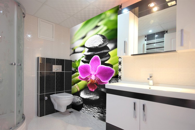 poster-mural-trompe -œil-lotus-orchidée-feng-shui