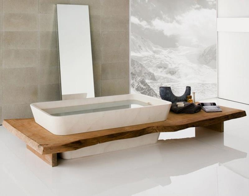 revêtements-meubles-salle-bain-bois-massif-idées-design-baignoire