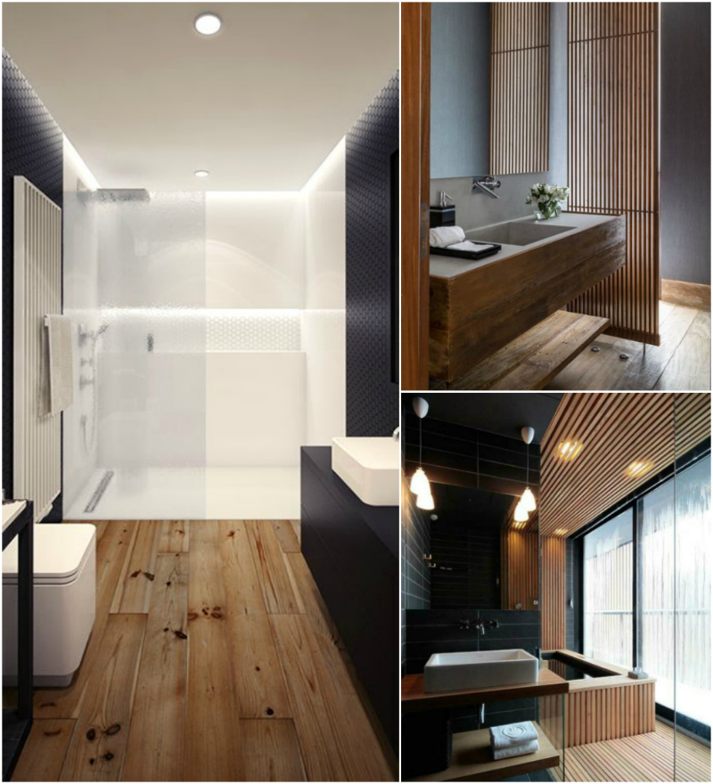 revêtements et meubles salle de bain bois massif - idées-design-moderne