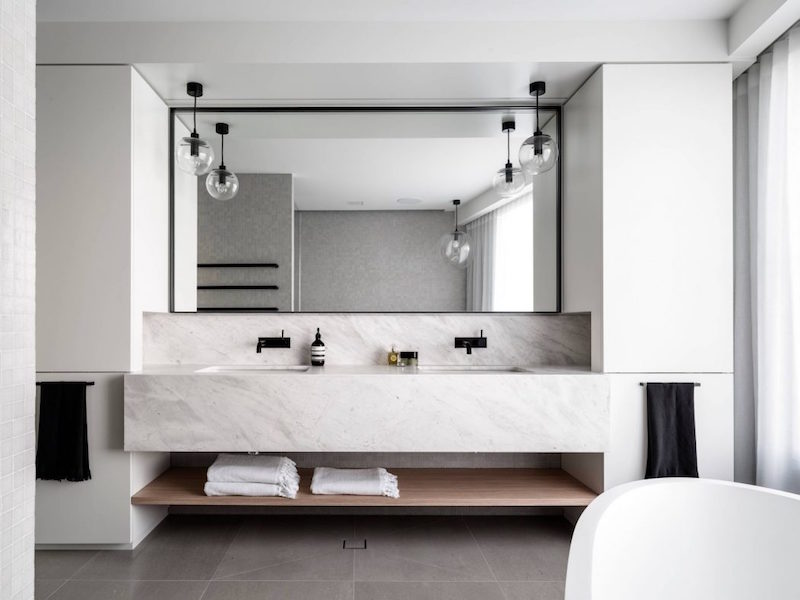 salle-bain-design-marbre-blanc-Mosman-Sidney-Australie-Corben-Architects