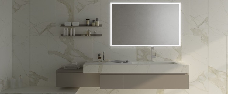 salle de bains design -meuble-sous-vasque-gris-clair-plan-vasque-aspect-marbre-blanc-étagères-Gola Comp_23 1