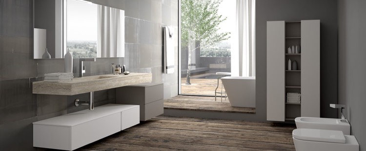 salle de bains design -plan-vasque-aspect-bois-module-mural-blanc-gris-meuble-colonne-Aroma Comp_28