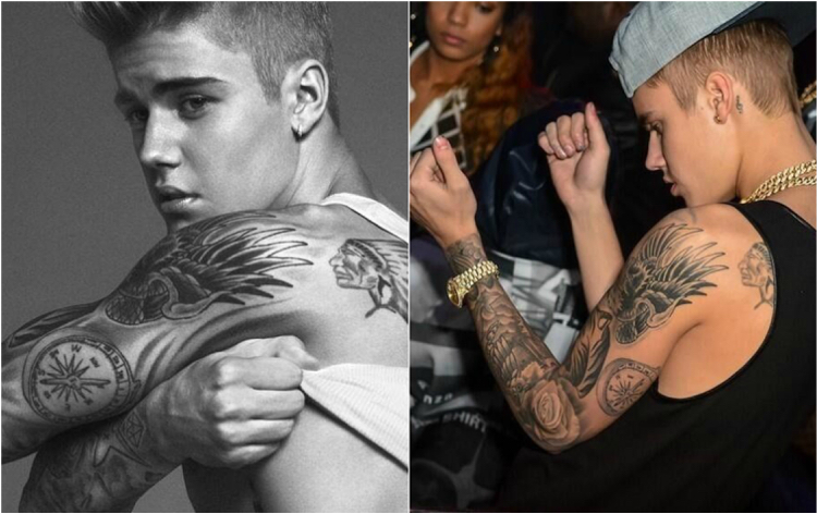 tatouage-rose-des-vents-boussole-ailes-oiseux-Justin-Bieber