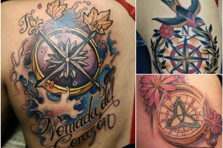 Tatouage rose des vents et boussole - signification et idées en 25 tattoos