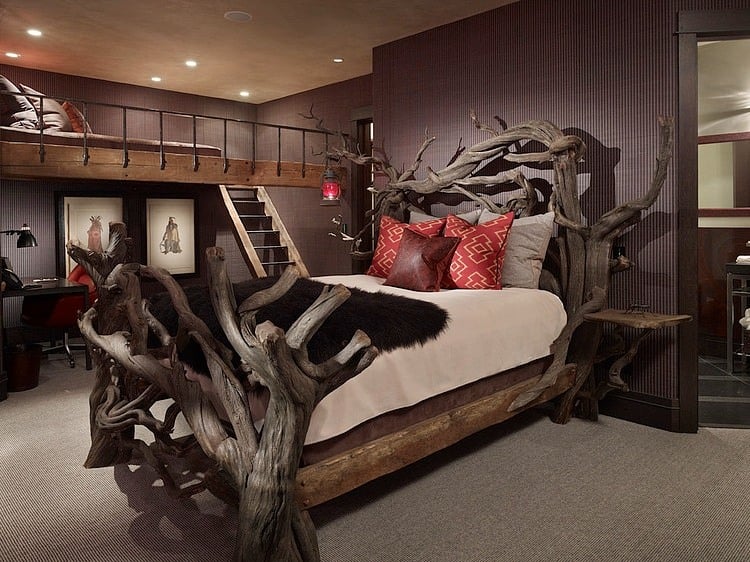tete de lit bois flotté -lit-design-branches-bois-flotté