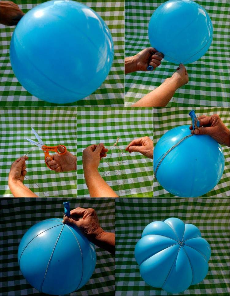 bricolage Halloween facile-ballon-gonflé-ficelé-instructions
