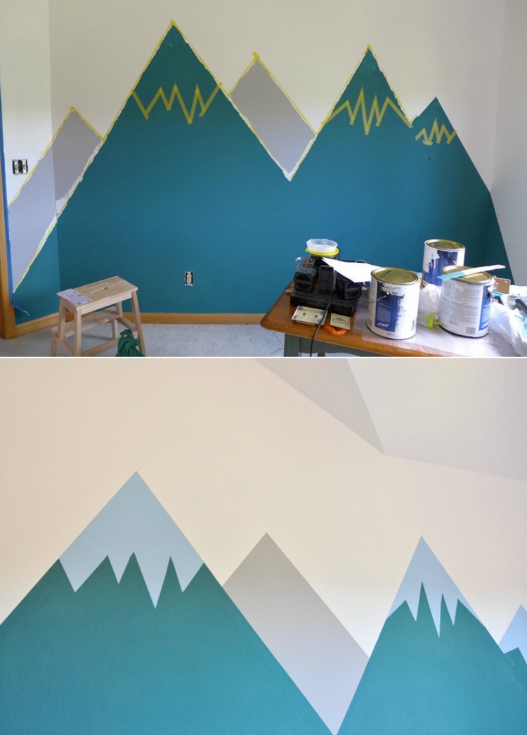 dessin montagne couleur-decorer-murs-chambre-etapes-faciles