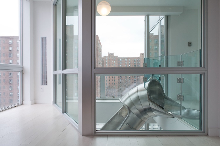 escaier toboggan d'intérieur aluminium-métal-appartement-architecte
