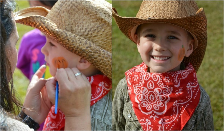 face-painting et déguisement cowgirl foulard-chapeau-paille