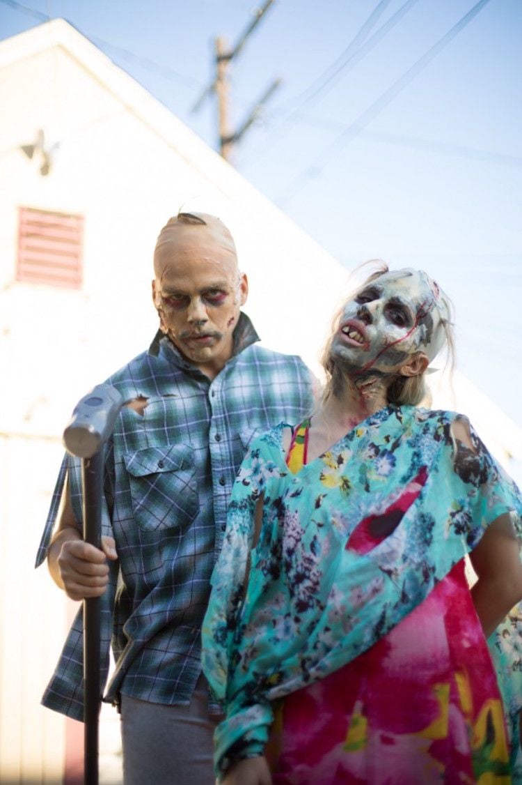 maquillage zombie -couple-costume-zombie-diy