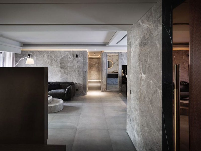 marbre gris murs-meubles-sol-dalle-maison-architecte-taipei
