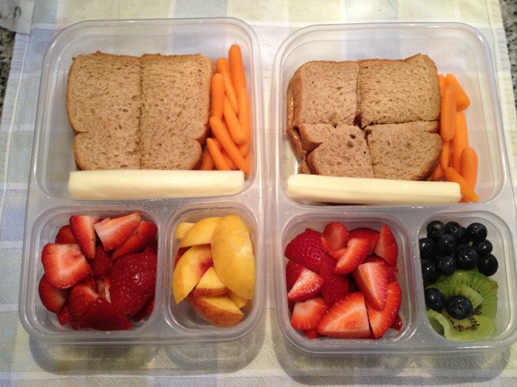 repas-enfant-emporter-déjeuner-tranches-fromage-carottes-salalde-fruits