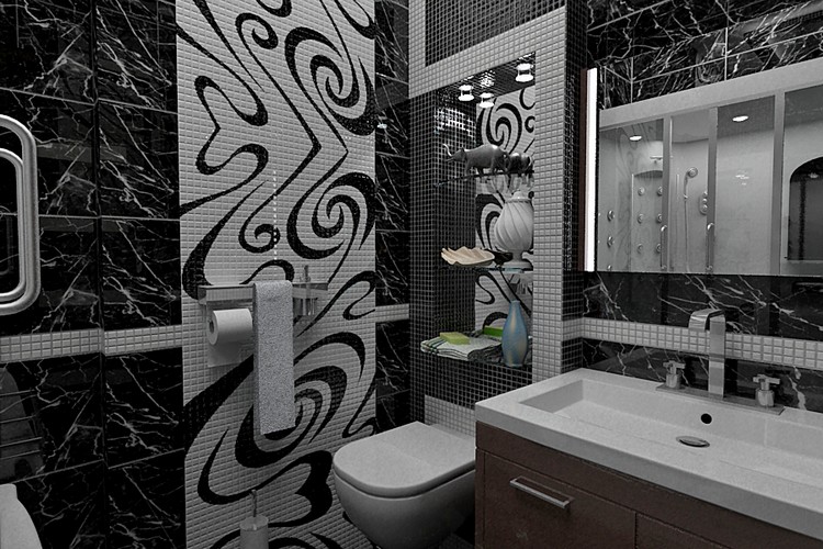 salle-bain-mosaique-noir-blanc-meubles-design