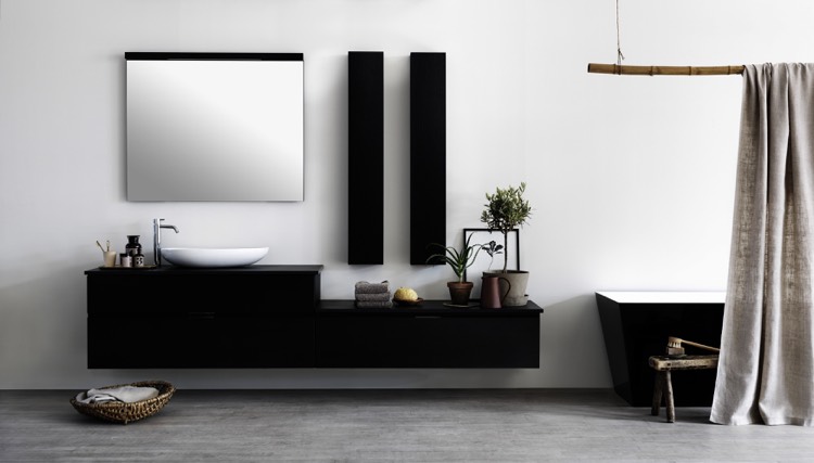 salle de bain blanche et noire -mobilier-noir-design-epure