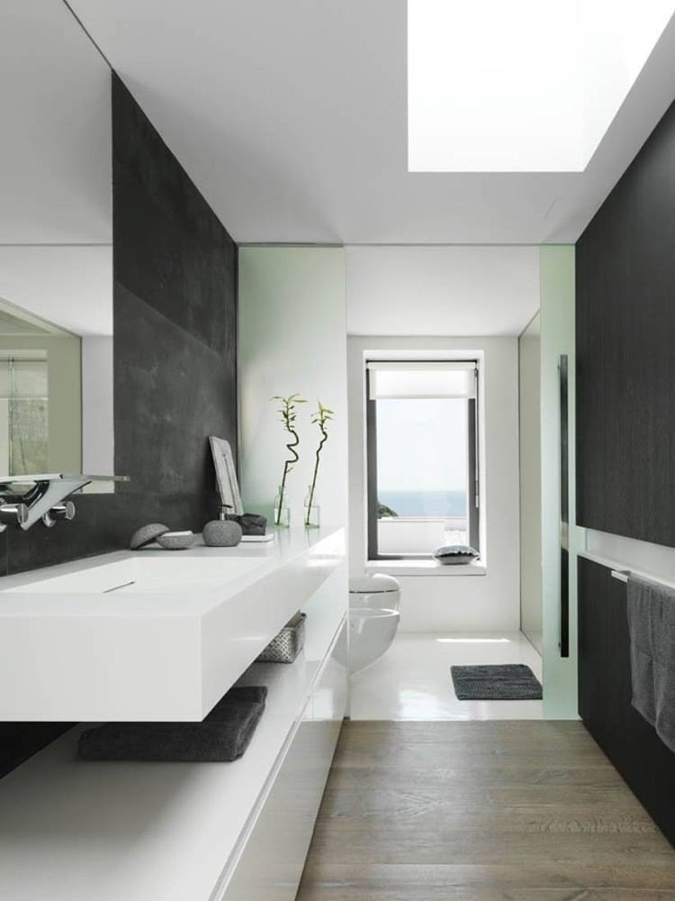 salle-de-bain-blanche-et-noire-peinture-ardoise-plan-vasque-blanc-deco-zen-babmou-bonheur