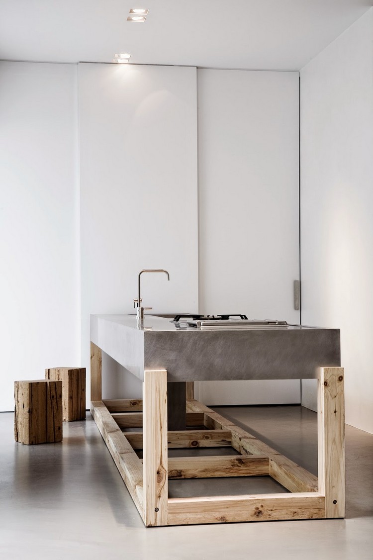 ilot-cuisine-moderne-design-scnadinave-beton-bois-brut