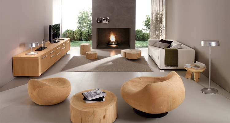 ambiance bois meubles-salon-tronc-souche-arbre