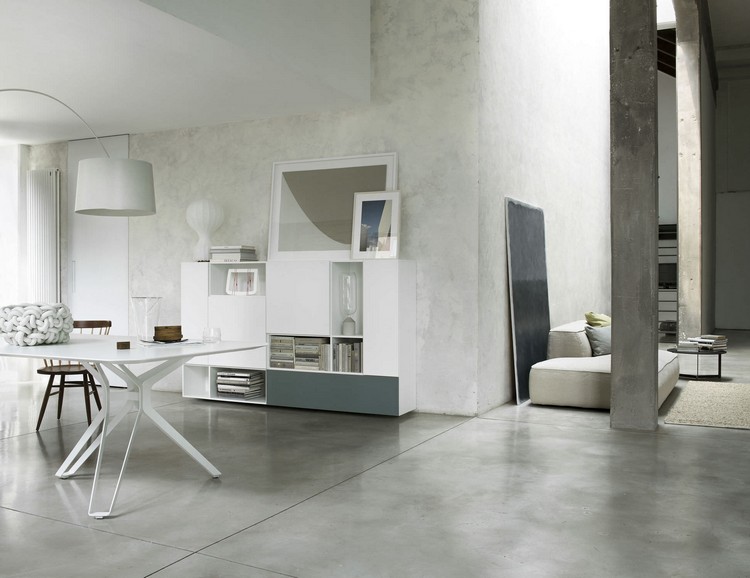 beton-cire-sol-meubles-design-lampadaire-deporte-plafond-blanc-neige