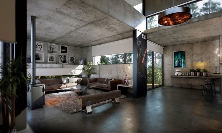 béton ciré sol plafond-beton-banche-tapis-colore