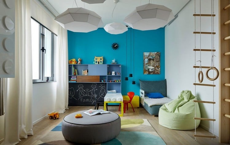 carrelage-pierre-naturelle-chambre-enfant-suspensions-peinture-bleu-turquoise