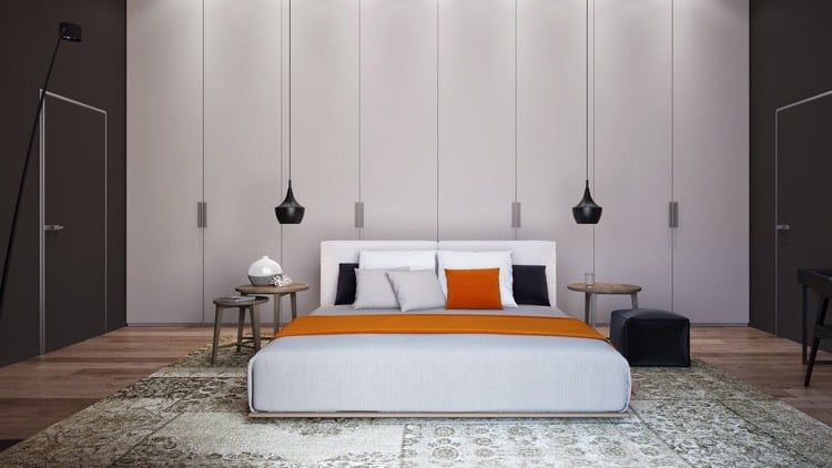 couleur-gris-anthracite-chambre-minimaliste-peinture-gris-fonce-dressing-moderne