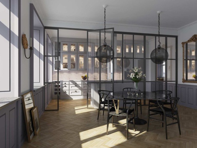 Cuisine avec verrière pour cloisonner l'espace avec style sans le ... Salle décor Verriere manger à
