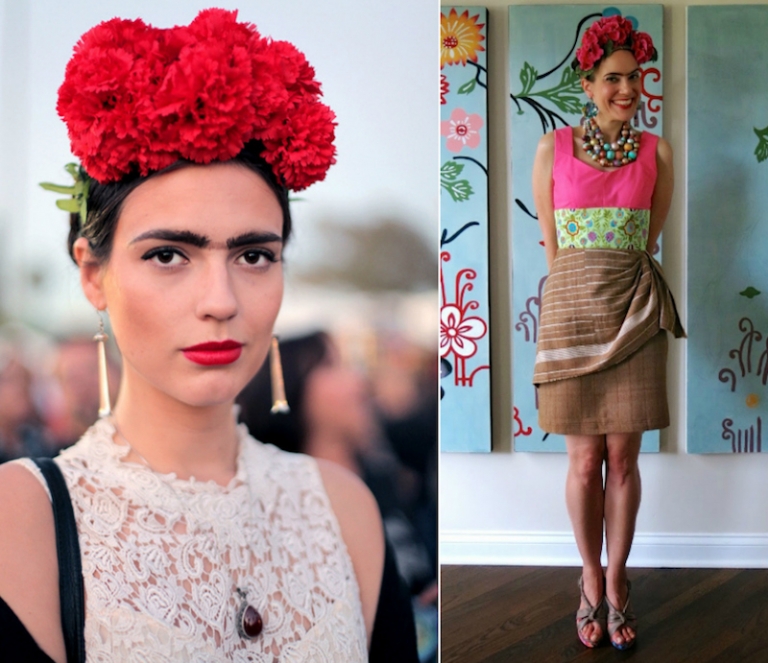 déguisement dernière minute pour Halloween femme-frida-kahlo-couronne-fleurs