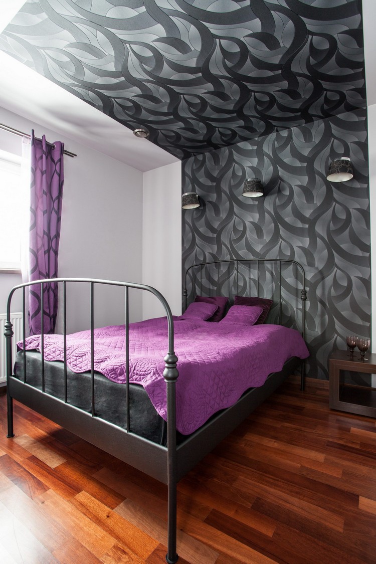 faux-plafonds-originaux-motif-gris-noir-chambre-cosy