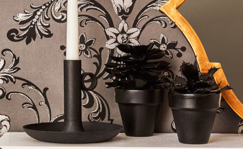 idee-deco-halloween-noir-plantes-artificielles-peinture-noire-bombre