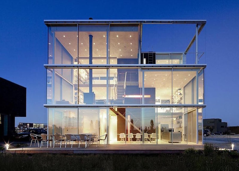 maison en verre design-moderne-amsterdam-rieteiland-house
