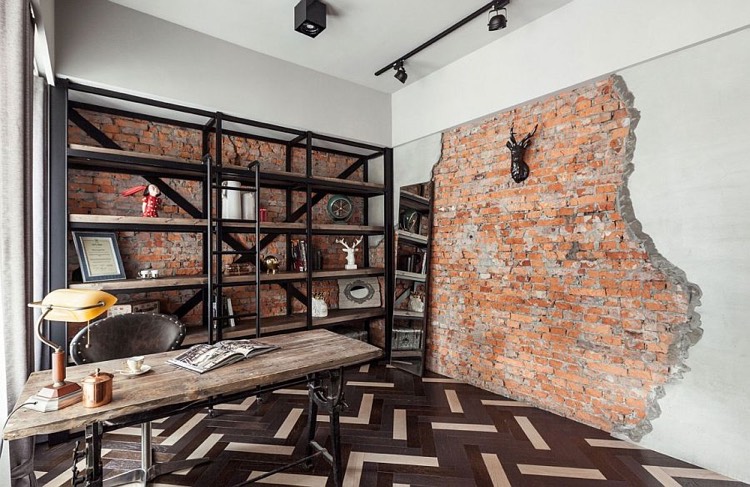 mur-en-brique-bureau-maison-style-industriel-meubles-bois-massif-metal