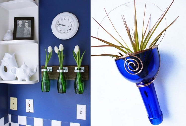 plantes-epiphytes-deco-murale-bleu-cobalt-bouteille-plastique