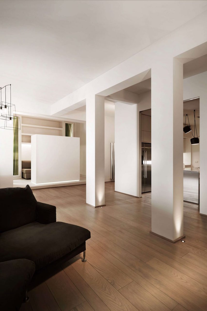 appartement-design-j-apartment-mur-separation-coulisse et portes à galandage