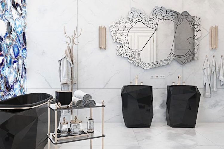 carrelage-marbre-blanc-deco-murale-agate-bleue-miroir-baroque