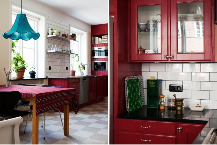 deco-cuisine-rouge-style-retro-carrelage-metro-blanc-armoires-cuisine-rouges