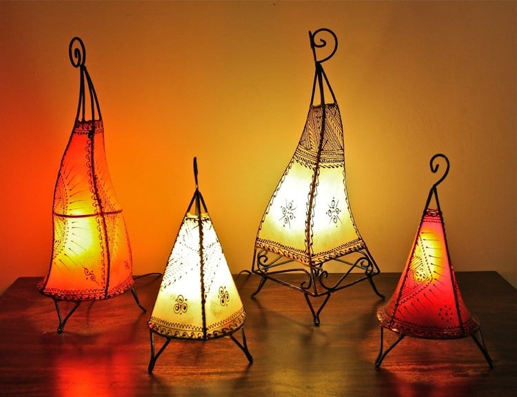 Oriental marocain cuir Lampe Henna Lampe Lampadaire Hissan h150 Rouge XXL