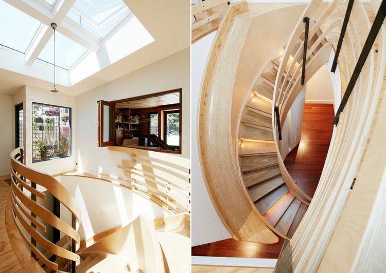 maison avec toboggan escalier-interieur-bois-massif