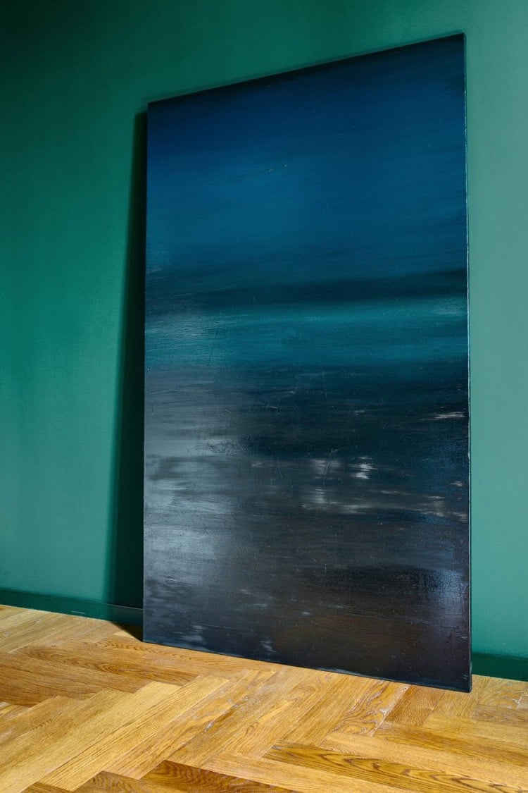 peinture-chambre-bleu-vert-tableau-abstrait-bleu-noir