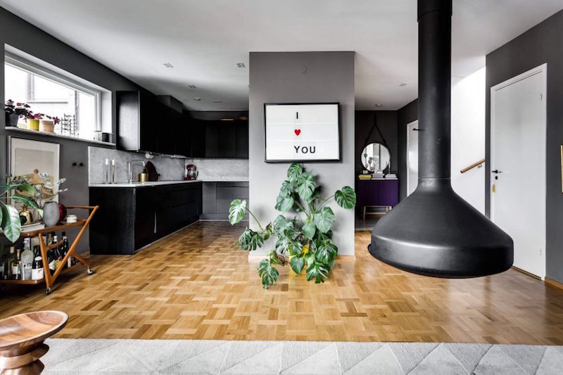 peinture-grise-salon-cusine-entree-appartement-architecte-stockholm