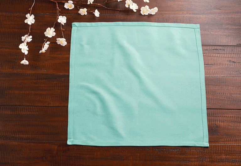 pliages-serviettes-faciles-tissus-vert-aqua-forme-fleur-lotus
