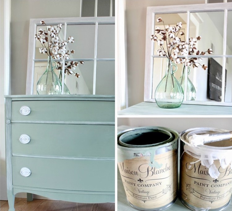 relooking-meubles-shabby-chic-pienture-vert-clair-boutons-blanc-neige