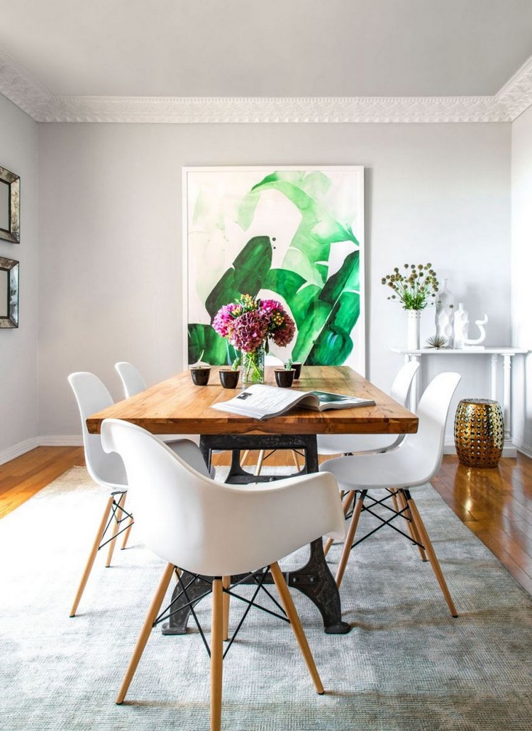 tableau-abstrait-moderne-table-bois-massif-salle-manger