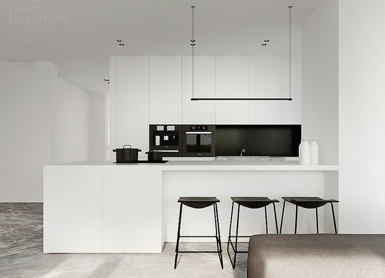 cuisine-blanc-et-noir-minimaliste-credence-noire-plancher-effet-beton