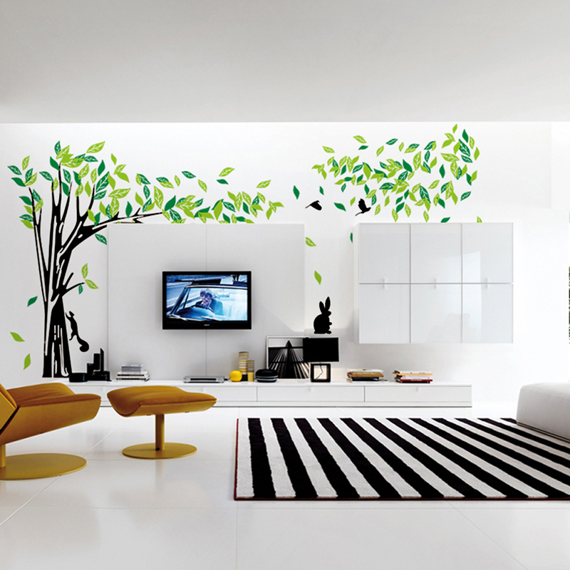 décoration mur intérieur salon moderne-autocollant-arbre-vinyle