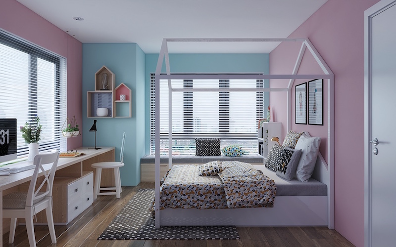 decoration-blanc-rose-bleu-pastel-lit-blandaquin-chambre-enfant-fille