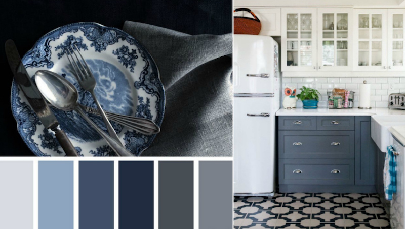 inspiration-coloree-realisation-decoration cuisine bleu gris et blanche