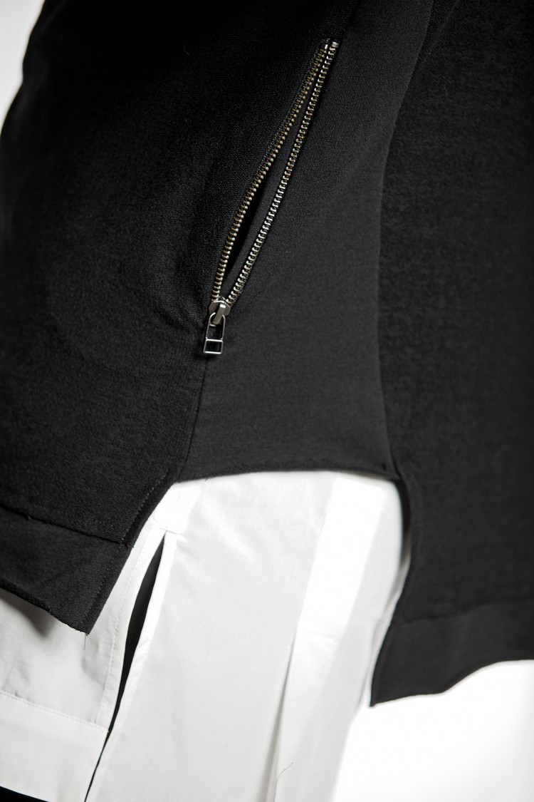 marque-vetements-pendari-homme-femme-chemiser-blanc-coton-gilet-cardigan-noir