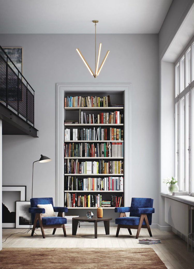 meuble-encastrable-bibliotheque-design-sol-plafond-fauteuils-bleus