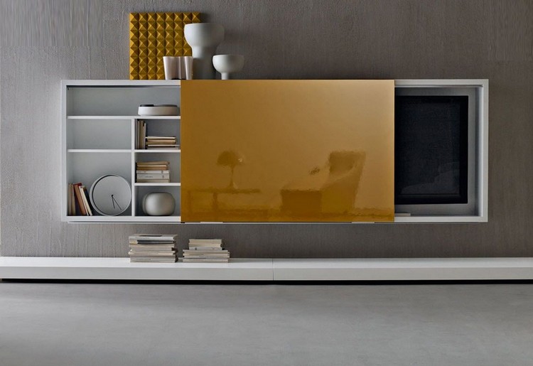 meuble-tv-bibliotheque-porte-metallique-mordore-peinture-grise-sol-beton-cire